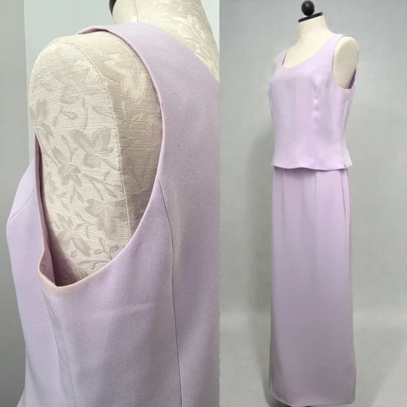 Albert Nipon Vintage Lilac 3-Piece Embellished Beaded Evening Skirt Suit Set M/L - Picture 7 of 11
